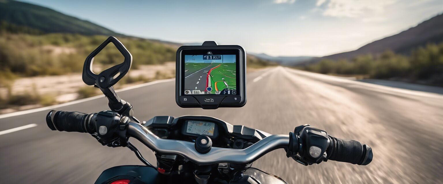 Motorcycle GPS device in use